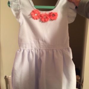 Nicole Miller seersucker blue and white dress